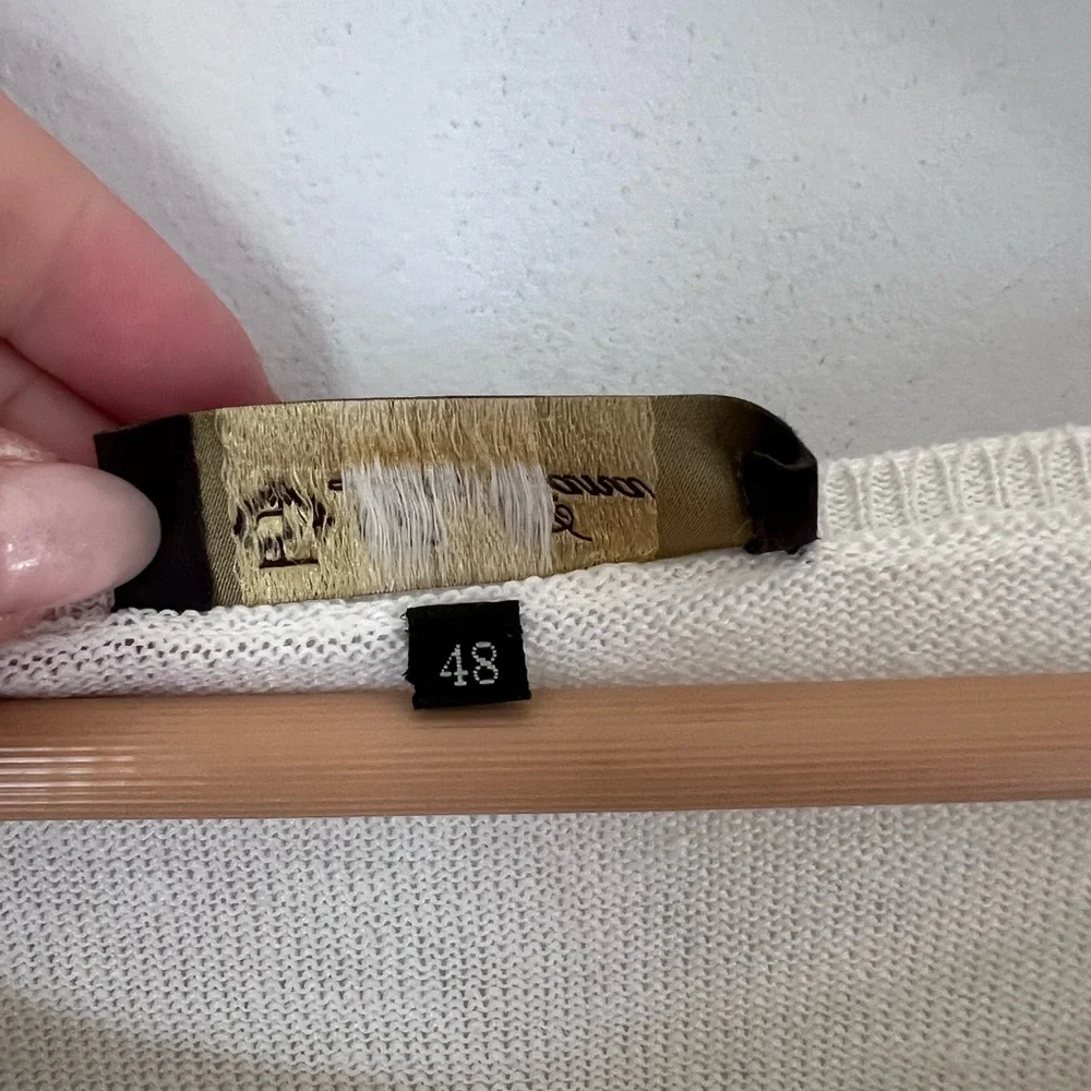 Loro Piana 100% Linen Striped Sweater Size 48 button detail on shoulder - Picture 9 of 11